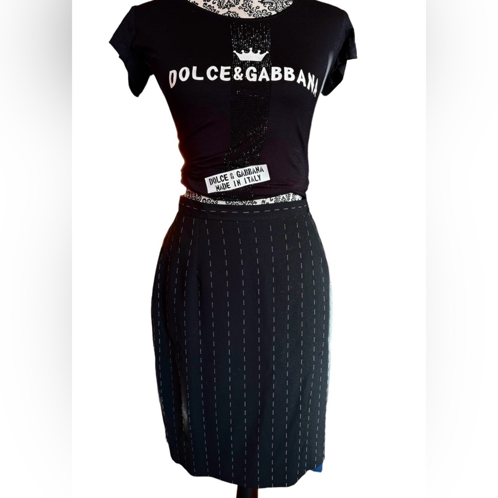 Lolita Lempicka Paris Pinstrip Pleated Skirt. Sz 4